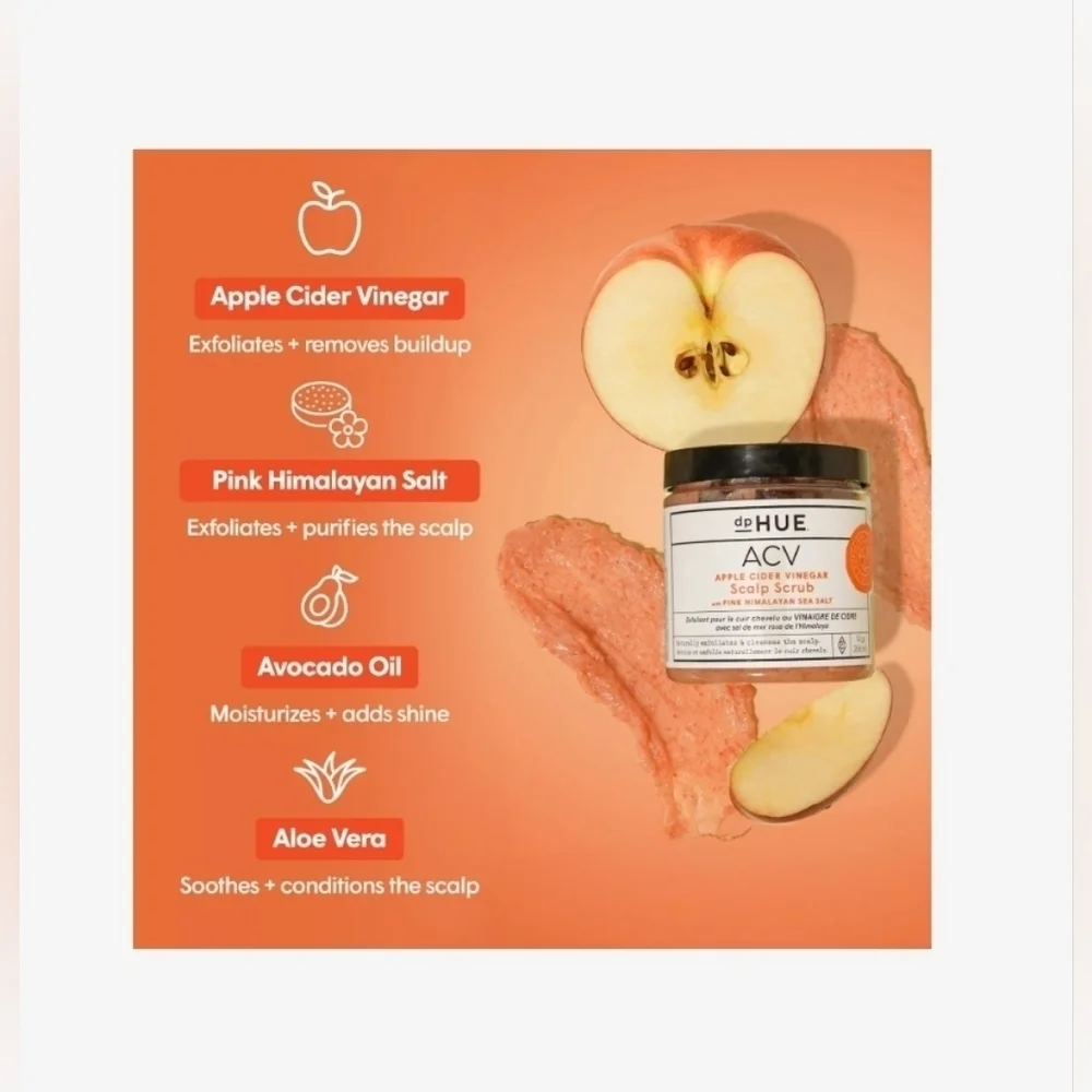 NEW! dpHUE,Apple Cider Vinegar Scalp Scrub with Pink Himalayan Sea Salt,Set of 2